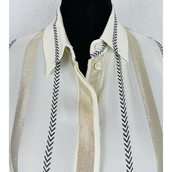 STELLA MCCARTNEY • Gold and Black Striped Silk Button-Down Shirt - Picture 9 of 16